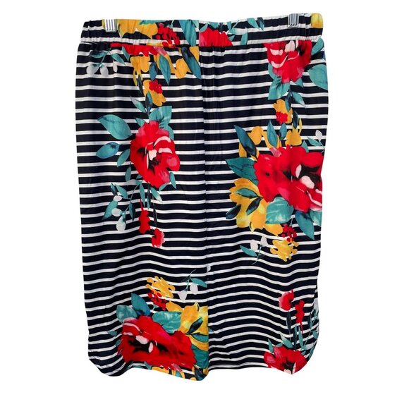 Tickled Teal Striped Floral Weekend Skirt Womens Large Polyester Blend Boho Chic - Picture 3 of 8